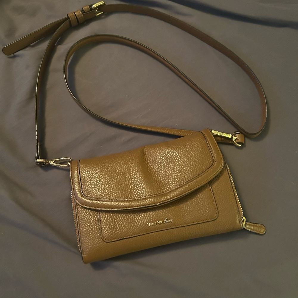 Tan Vera Bradley crossbody leather purse